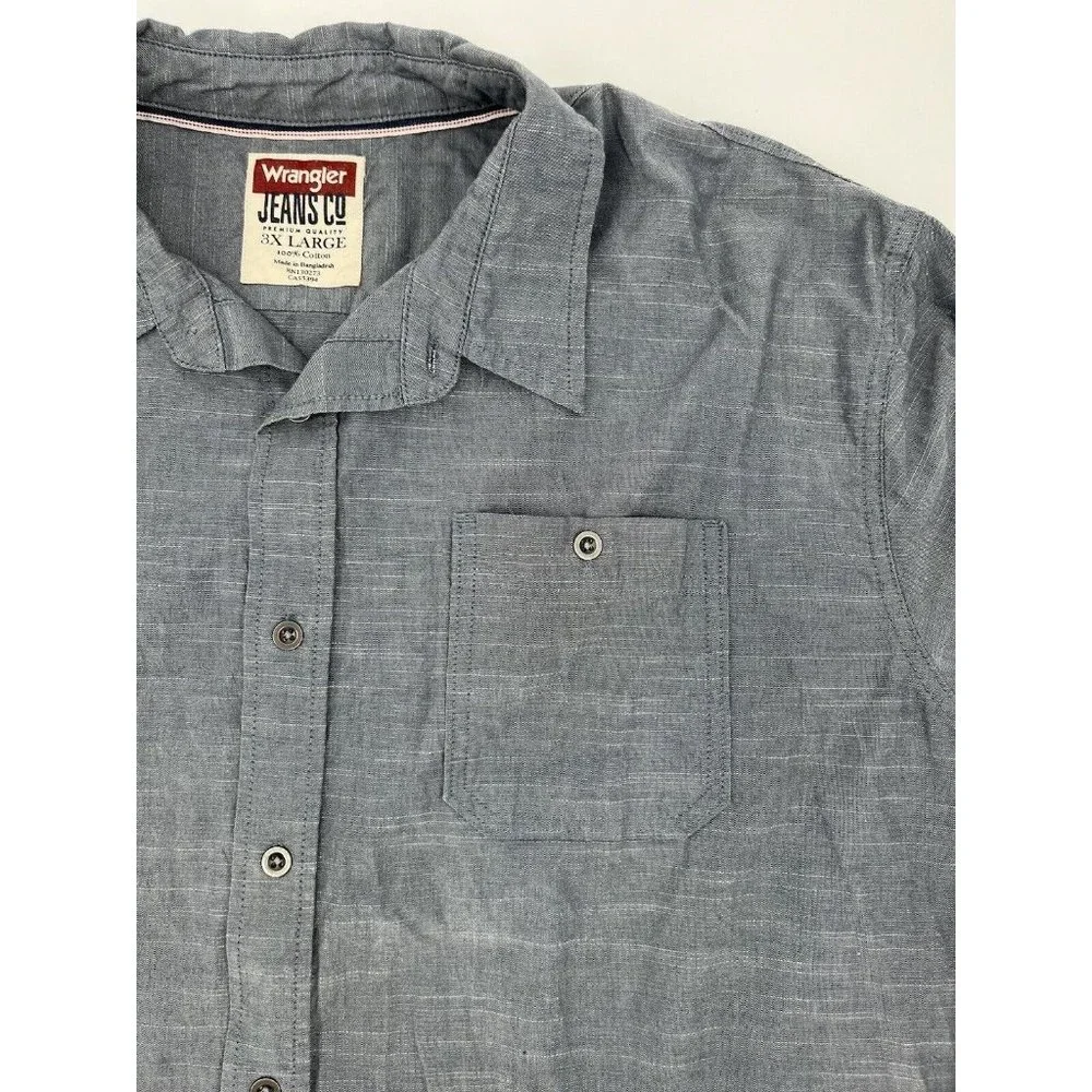 Wrangler‎ Button Up Shirt Long Sleeve Cotton Vintage Wash Men's 3XL